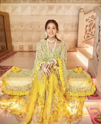Radhika Merchant haldi outfit