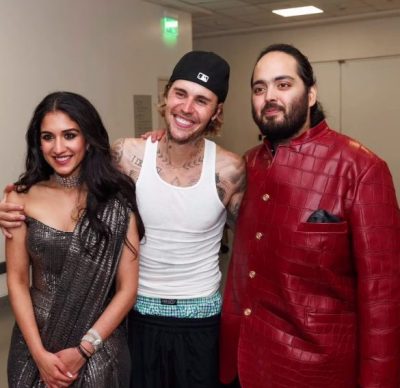 Justin Bieber with Anant Ambani and Radhika Merchant